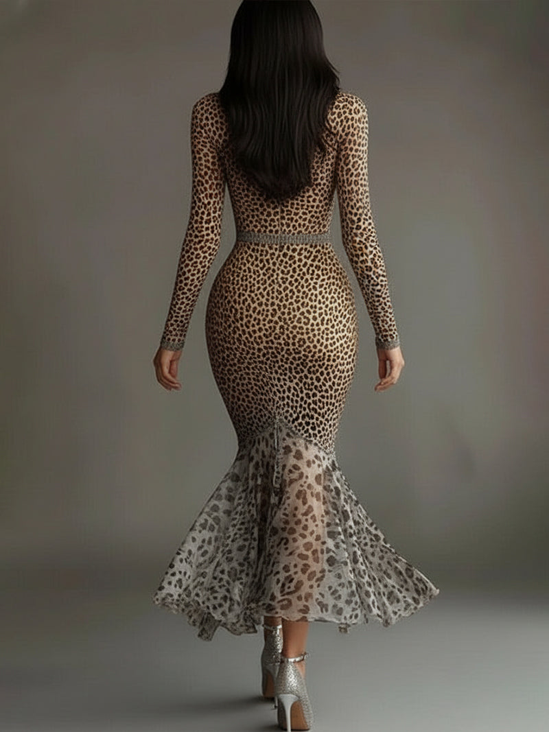 Zamina | Leopard Mermaid Midi Dress