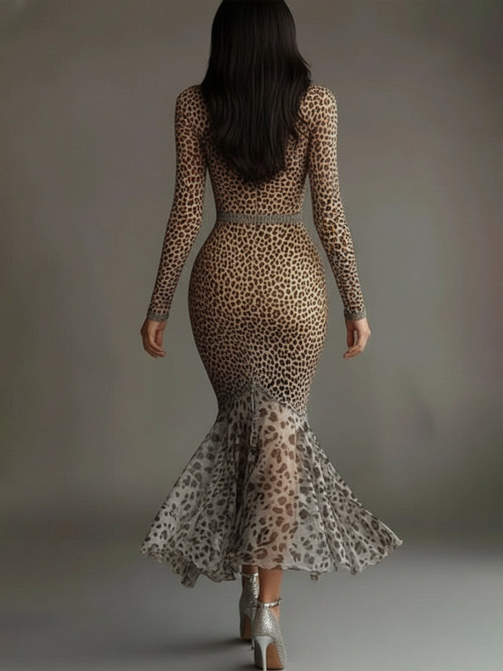 Zamina | Leopard Mermaid Midi Dress