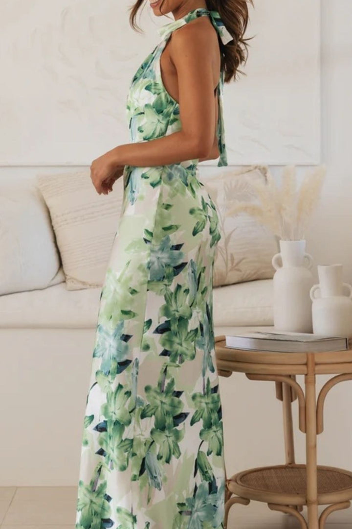 Liana | Floral Halter Maxi Dress