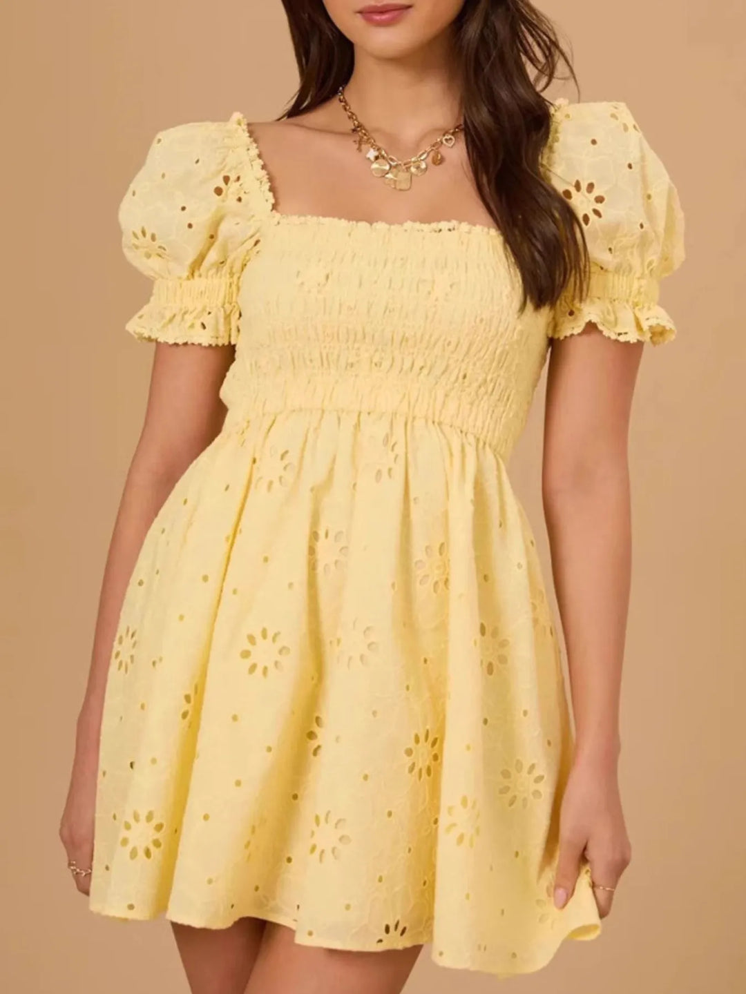 Lunéa | Eyelet Smocked Mini Dress
