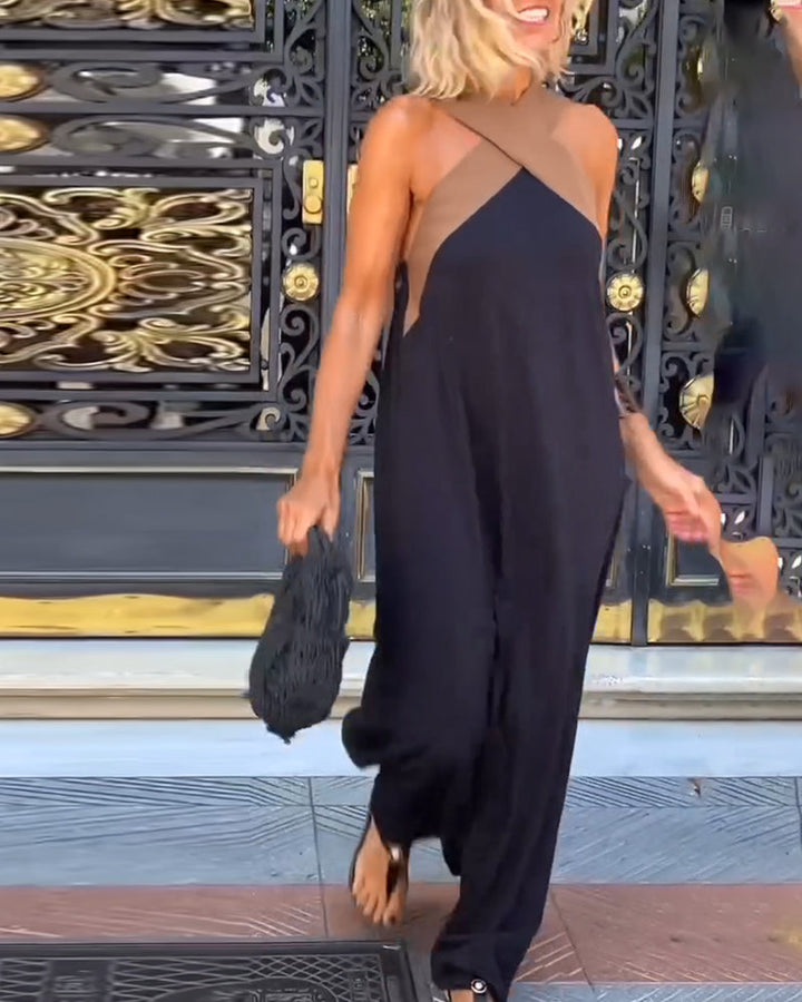 Samantha | Backless Contrast Dress