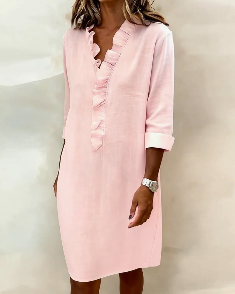Aléa | Ruffled V-Neck Dress