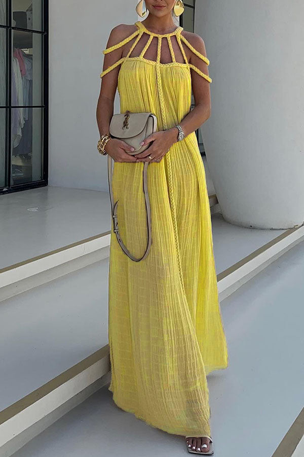 Isolde | Braided Linen Maxi Dress