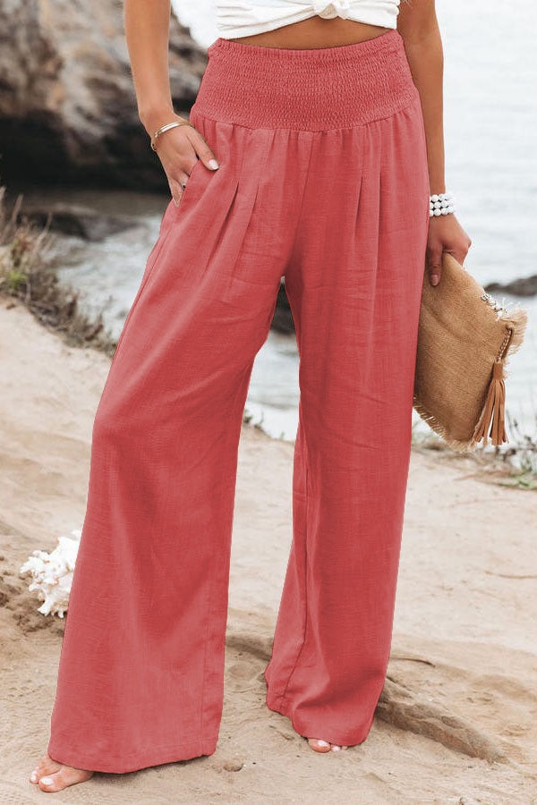 Seraya | Smocked Wide-Leg Pants