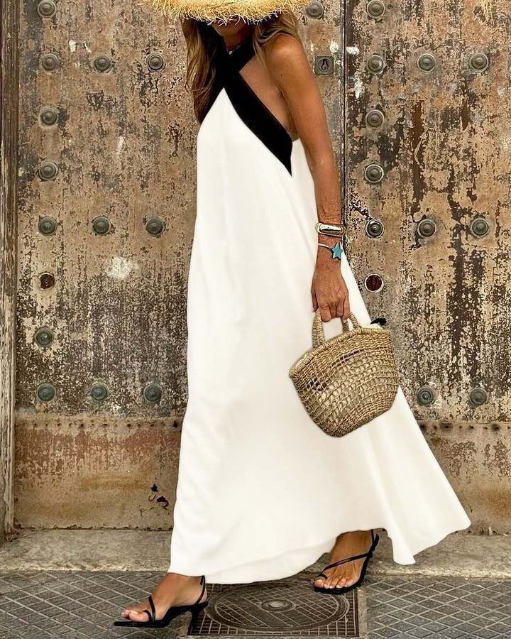 Samantha | Backless Contrast Dress