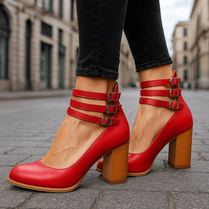 Caléna | Triple Strap Block Heels