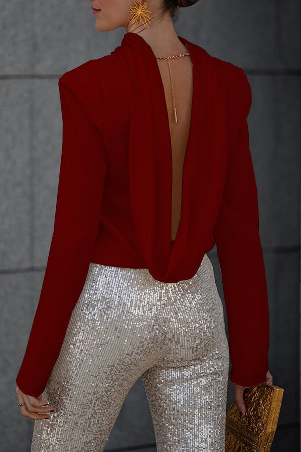 Velmira | Open Back Satin Blouse