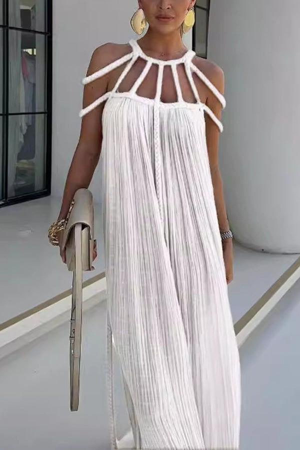 Isolde | Braided Linen Maxi Dress