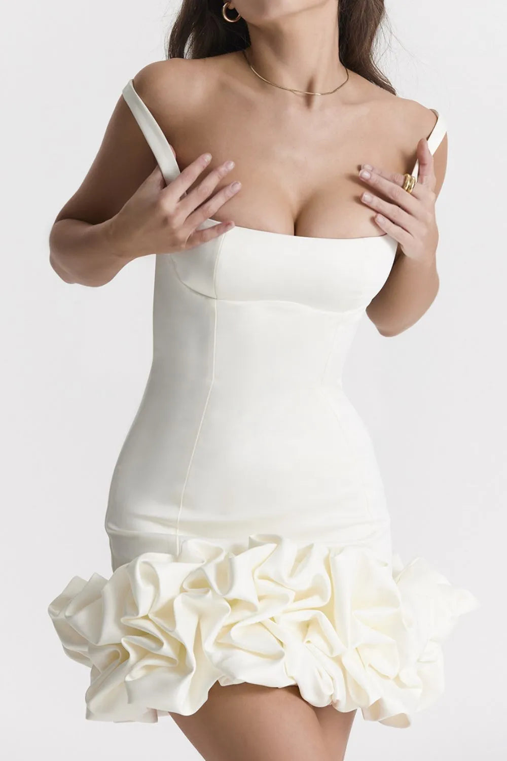 Rela | Ruched Square Neck Mini Dress