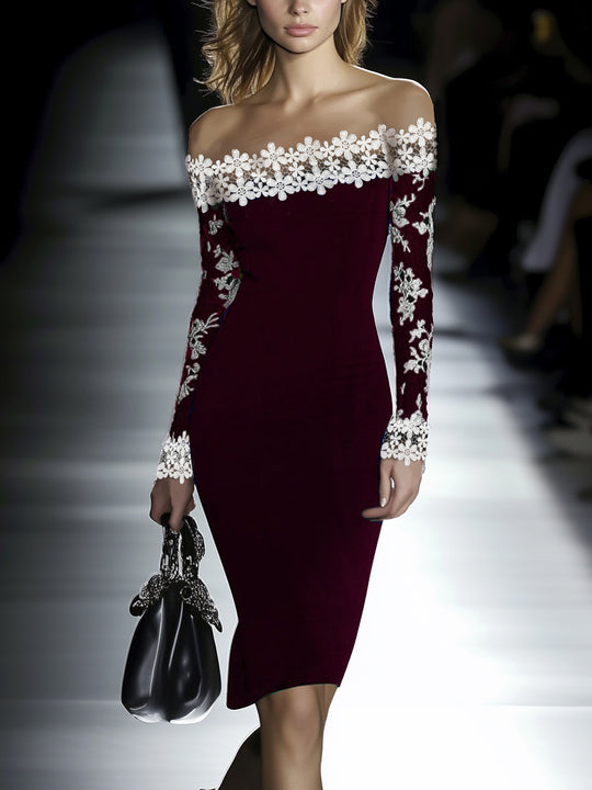 Noaline | Off-Shoulder Lace Midi Dress