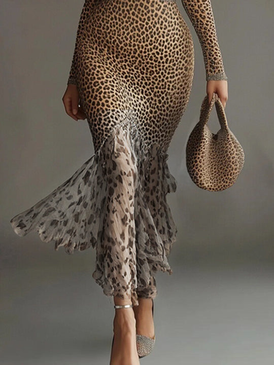 Zamina | Leopard Mermaid Midi Dress