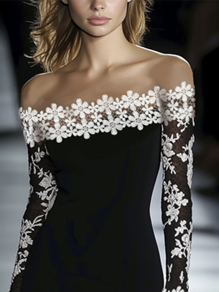 Noaline | Off-Shoulder Lace Midi Dress