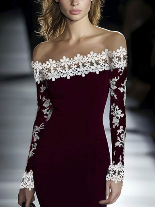 Noaline | Off-Shoulder Lace Midi Dress