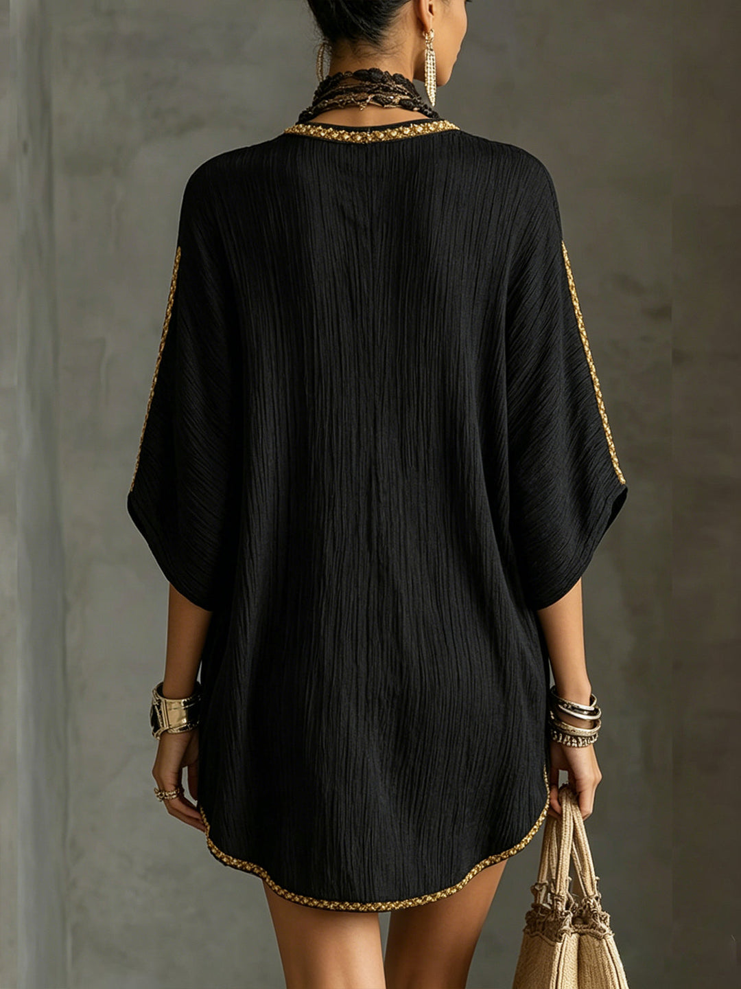 Zara | Embroidered Kaftan Mini Dress