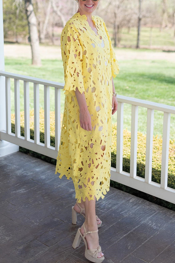 Solmira | Eyelet Lace Midi Dress