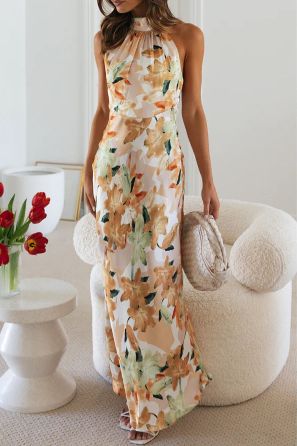 Liana | Floral Halter Maxi Dress