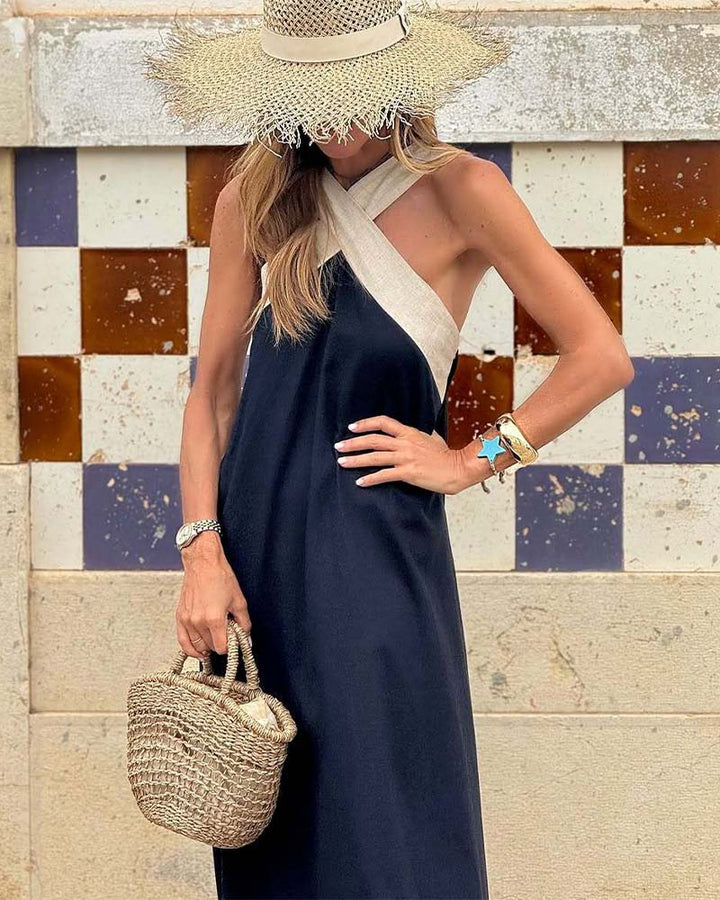 Samantha | Backless Contrast Dress