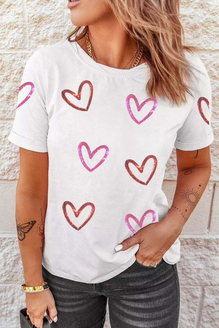 Hailey | Sequin Heart Tee