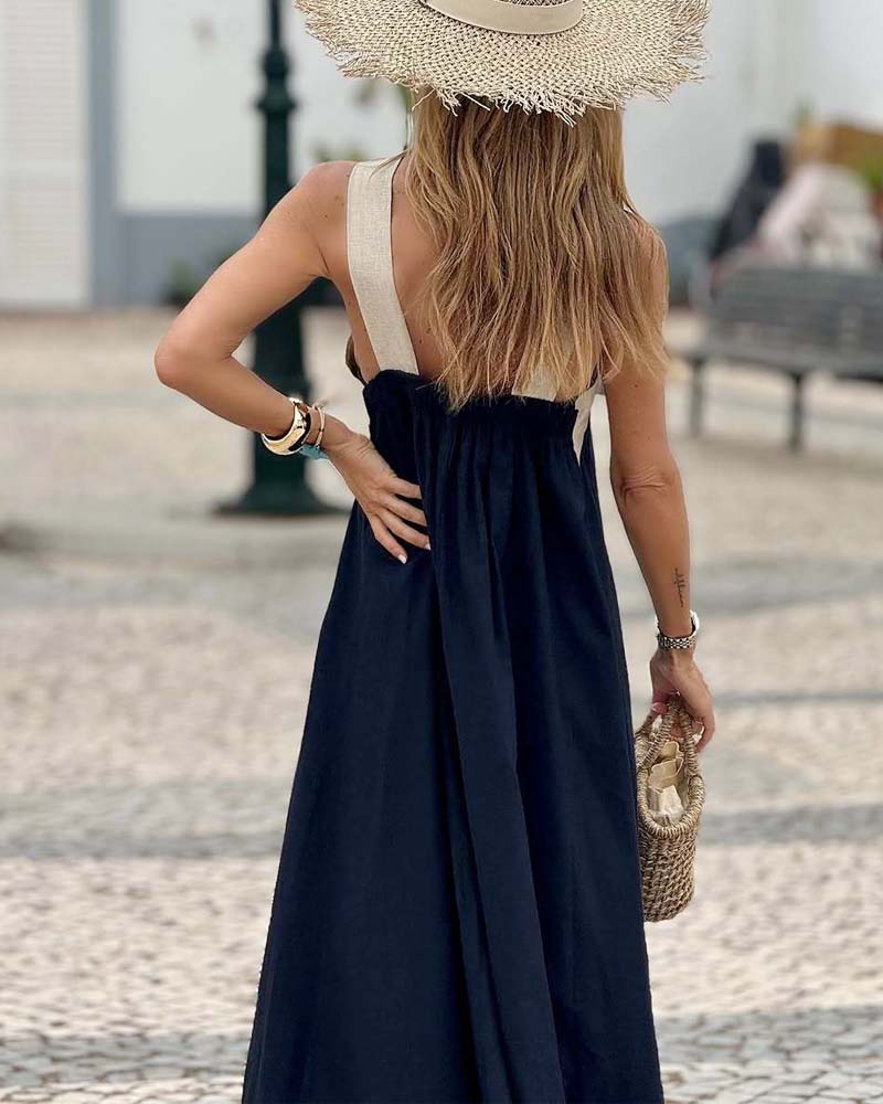 Samantha | Backless Contrast Dress