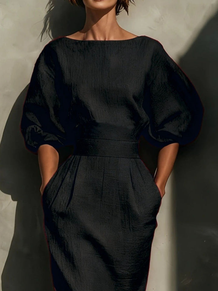 Nara | Puff Sleeve Midi Dress