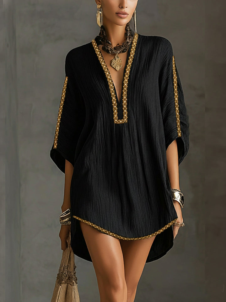 Zara | Embroidered Kaftan Mini Dress
