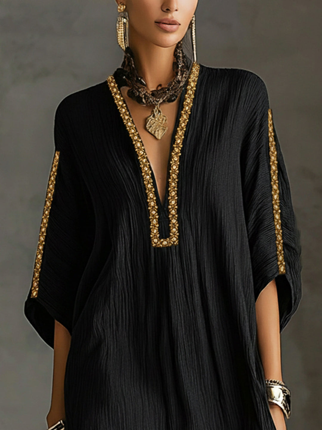 Zara | Embroidered Kaftan Mini Dress