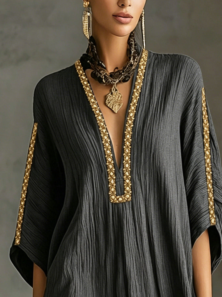 Zara | Embroidered Kaftan Mini Dress