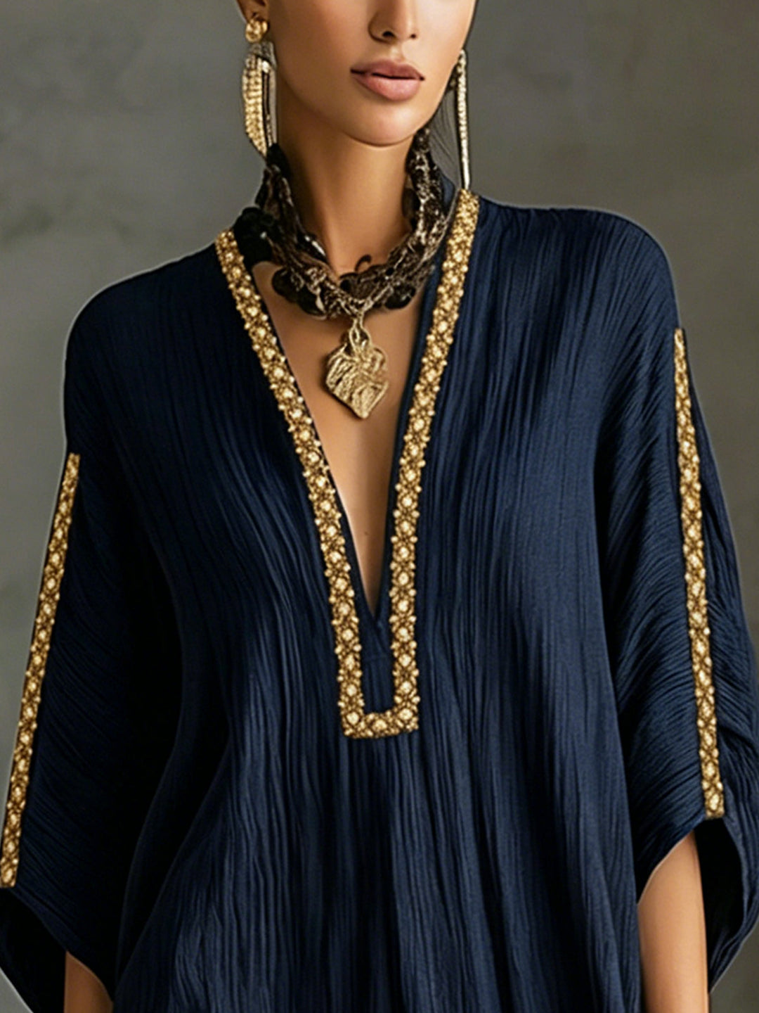 Zara | Embroidered Kaftan Mini Dress