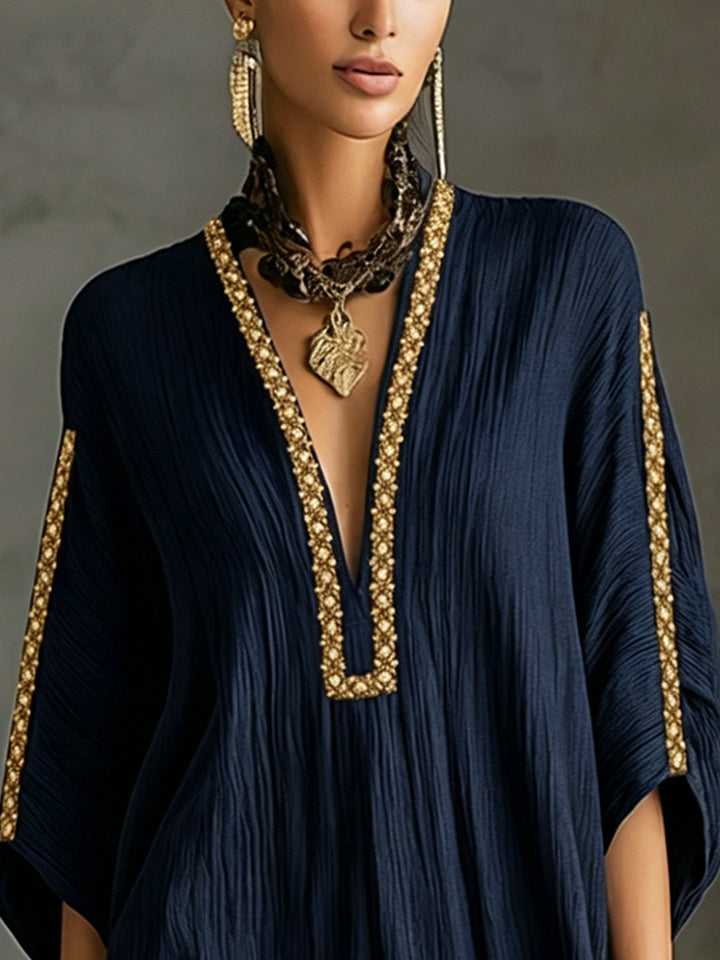Zara | Embroidered Kaftan Mini Dress