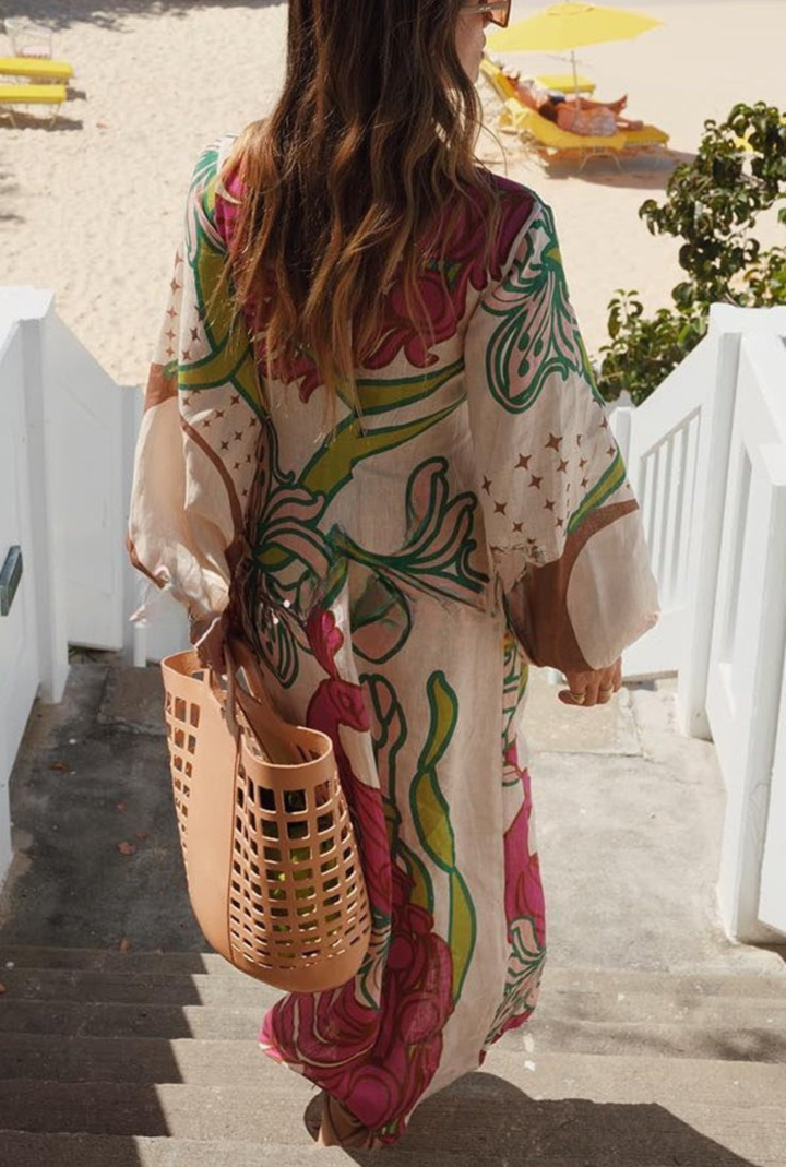 Vaselle | Printed Linen Maxi Dress