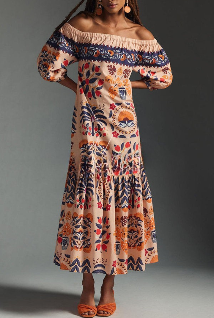 Maréa | Off-Shoulder Boho Maxi Dress