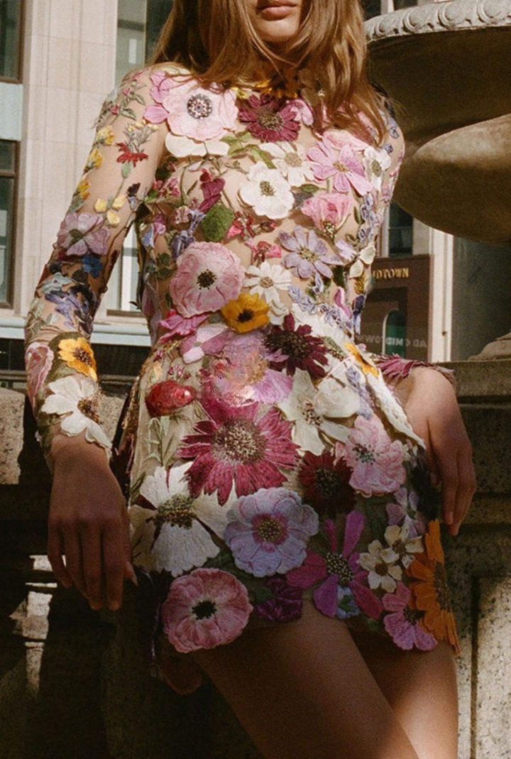 Floréa | Floral Appliqué Mini Dress