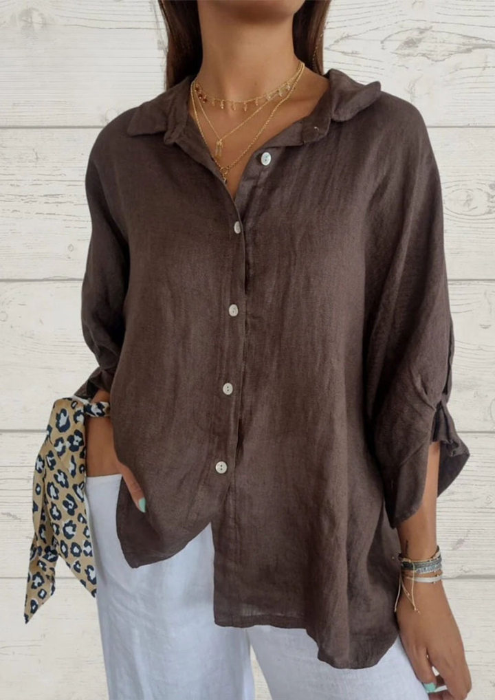 Elodie | Linen Tie-Back Shirt