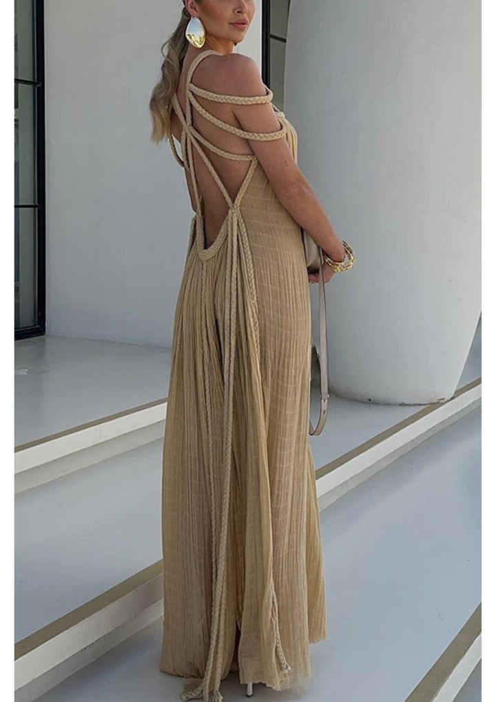 Isolde | Braided Linen Maxi Dress