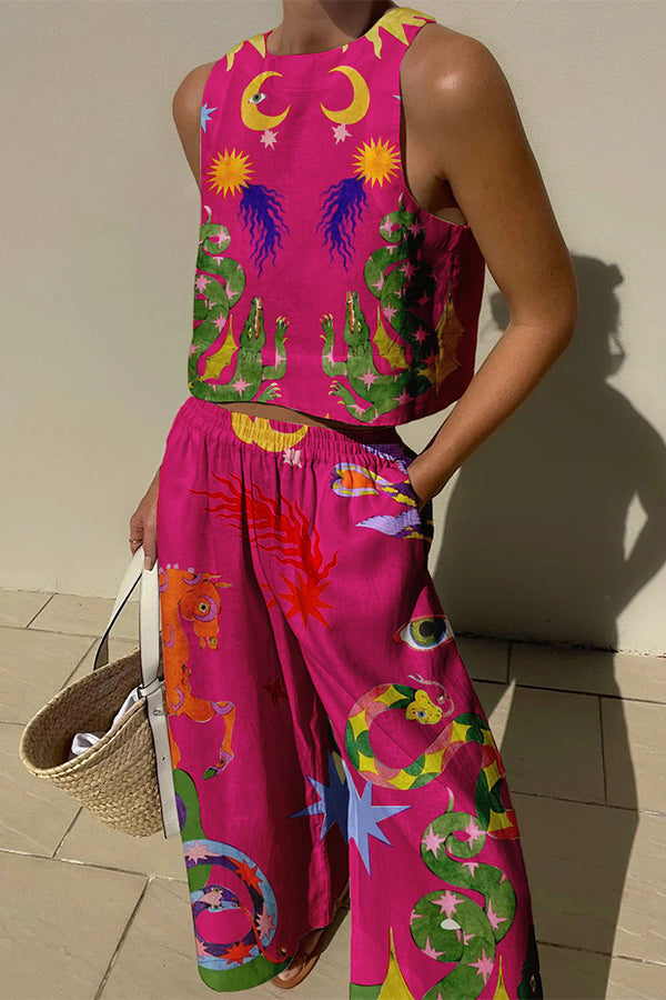 Aurevia | Printed Linen Two-Piece Set