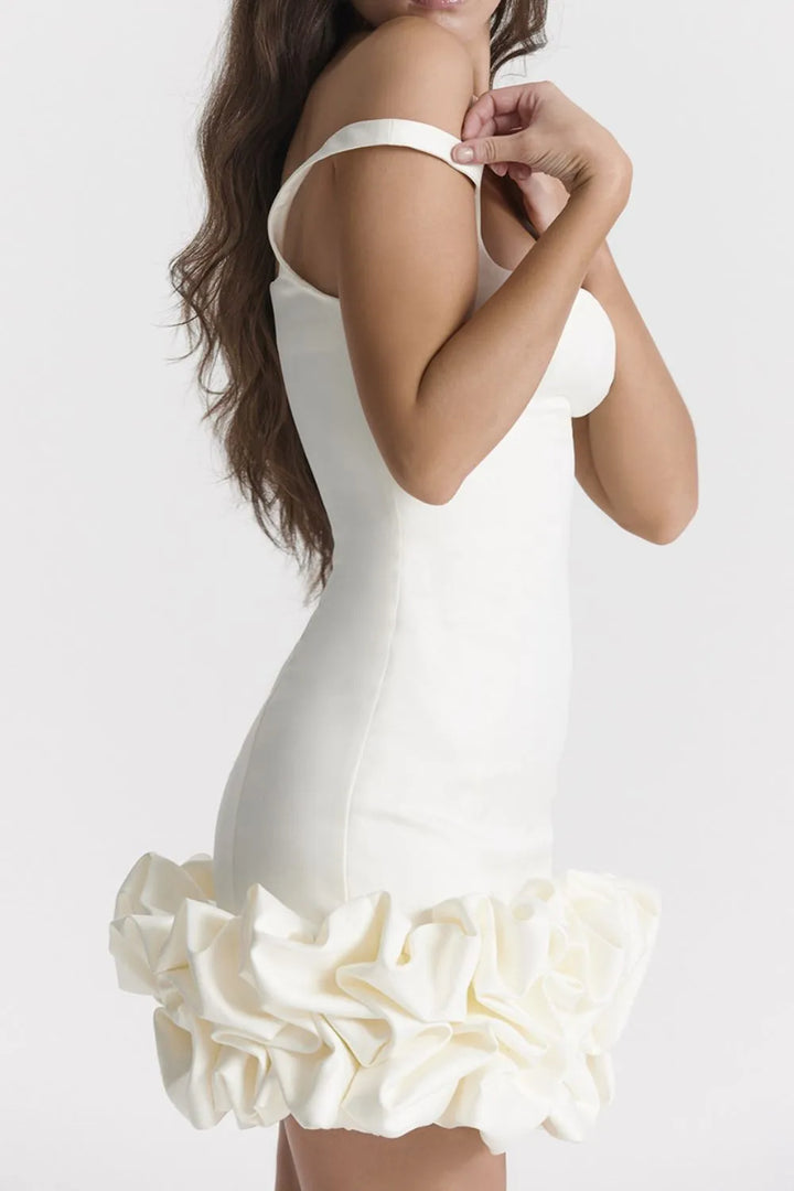Rela | Ruched Square Neck Mini Dress