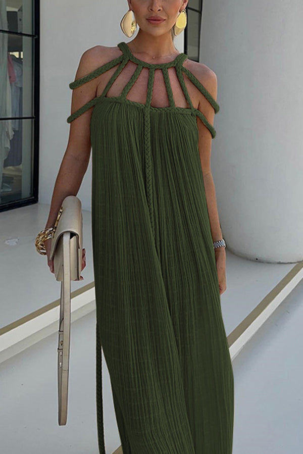Isolde | Braided Linen Maxi Dress