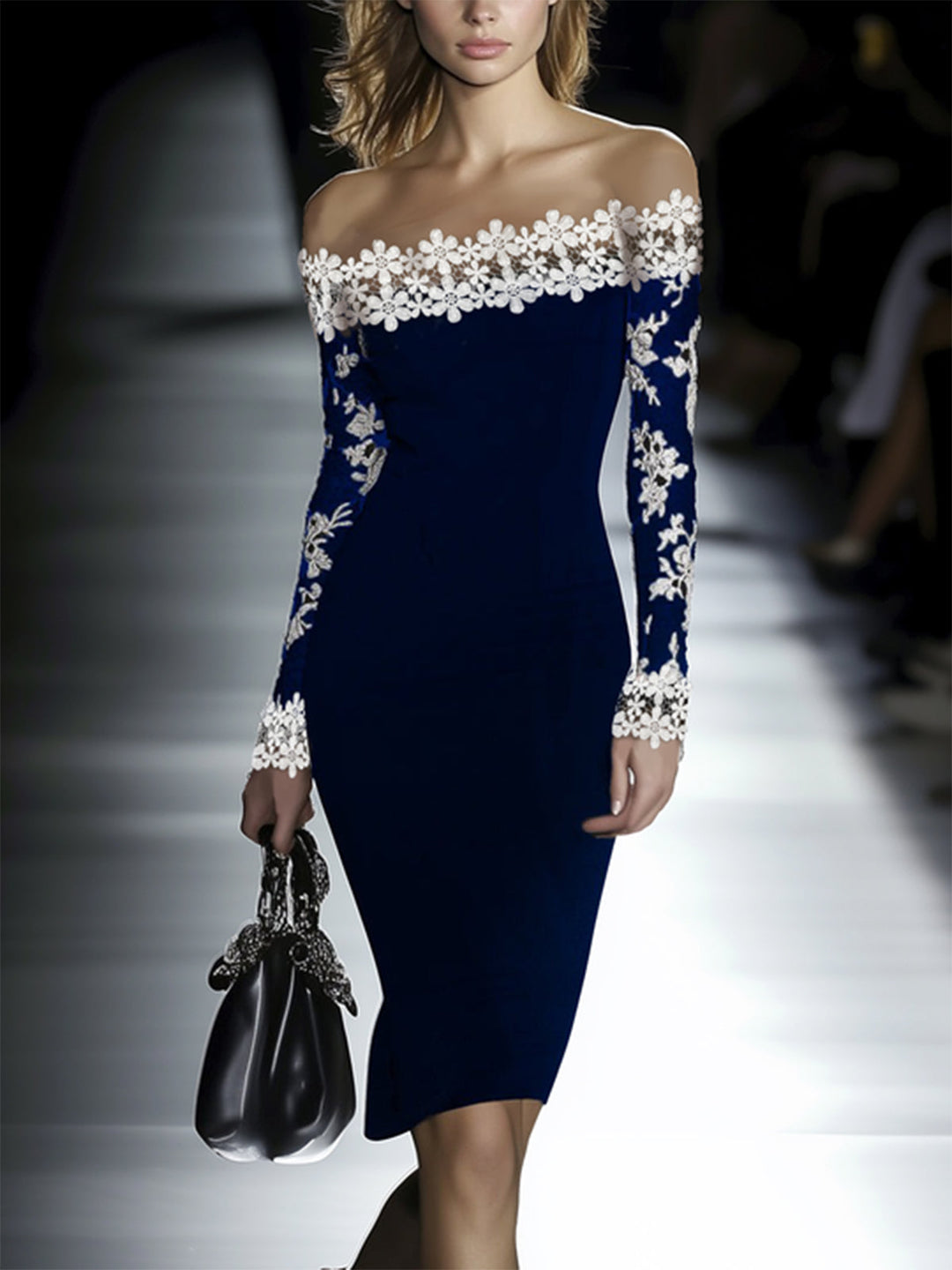 Noaline | Off-Shoulder Lace Midi Dress