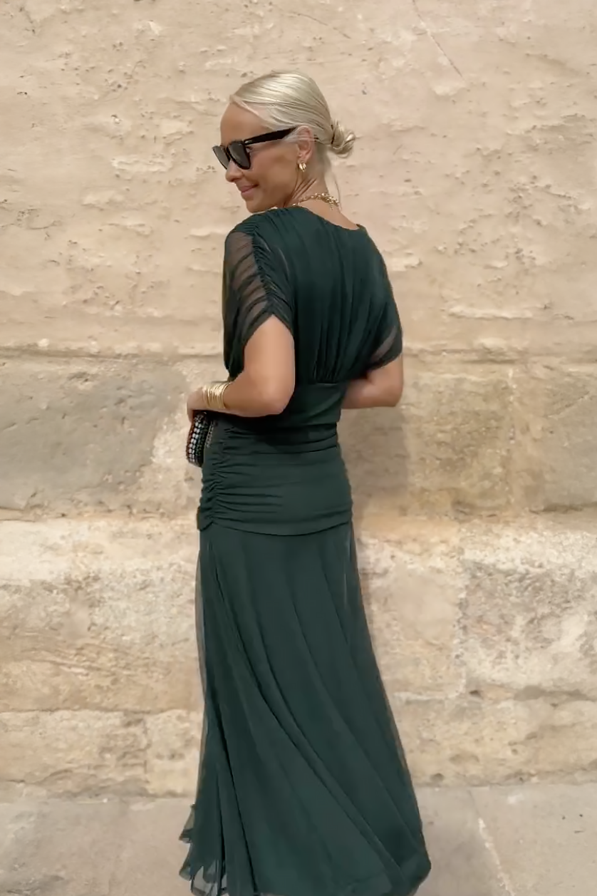 Veloura | V-Neck Chiffon Maxi Dress