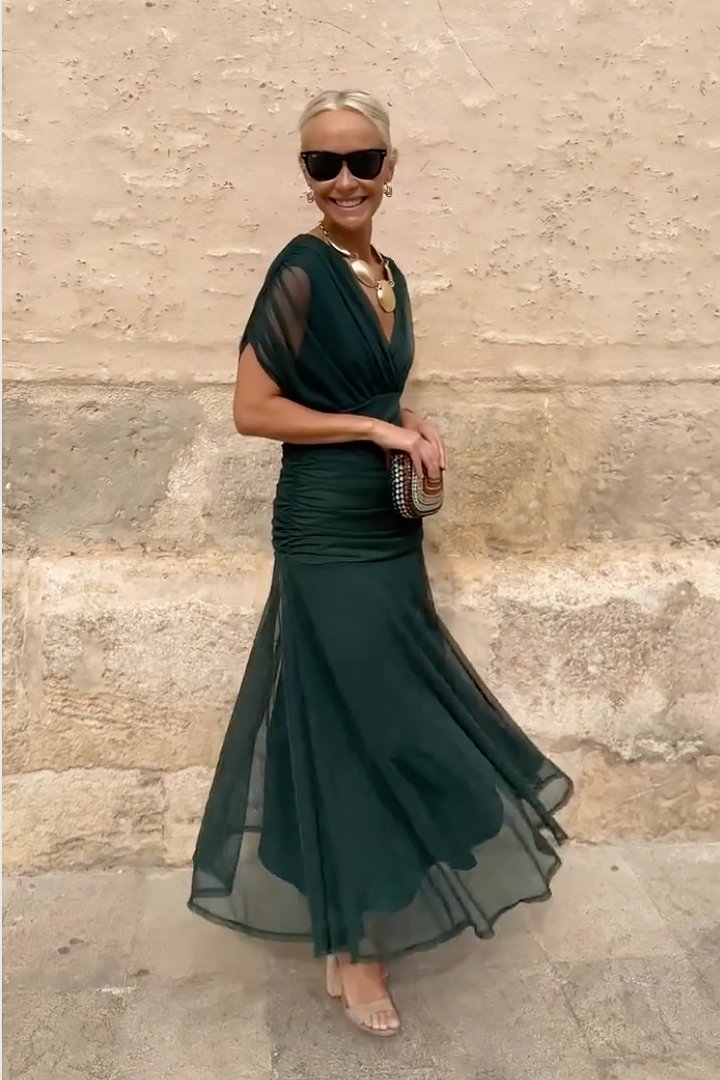 Veloura | V-Neck Chiffon Maxi Dress