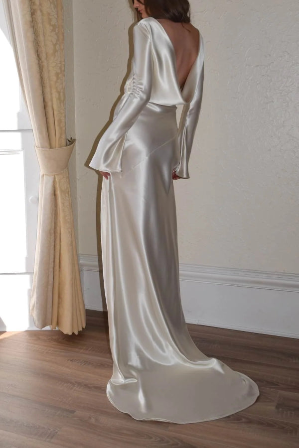 Aveline | Robe maxi sans dos en satin