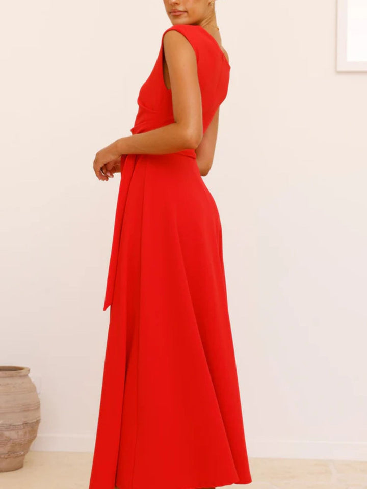Isabella | One-Shoulder Tie Waist Maxi Dress