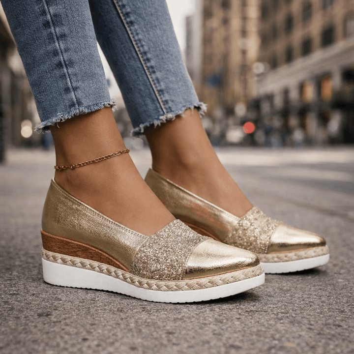 Lumé | Glitter Wedge Loafers