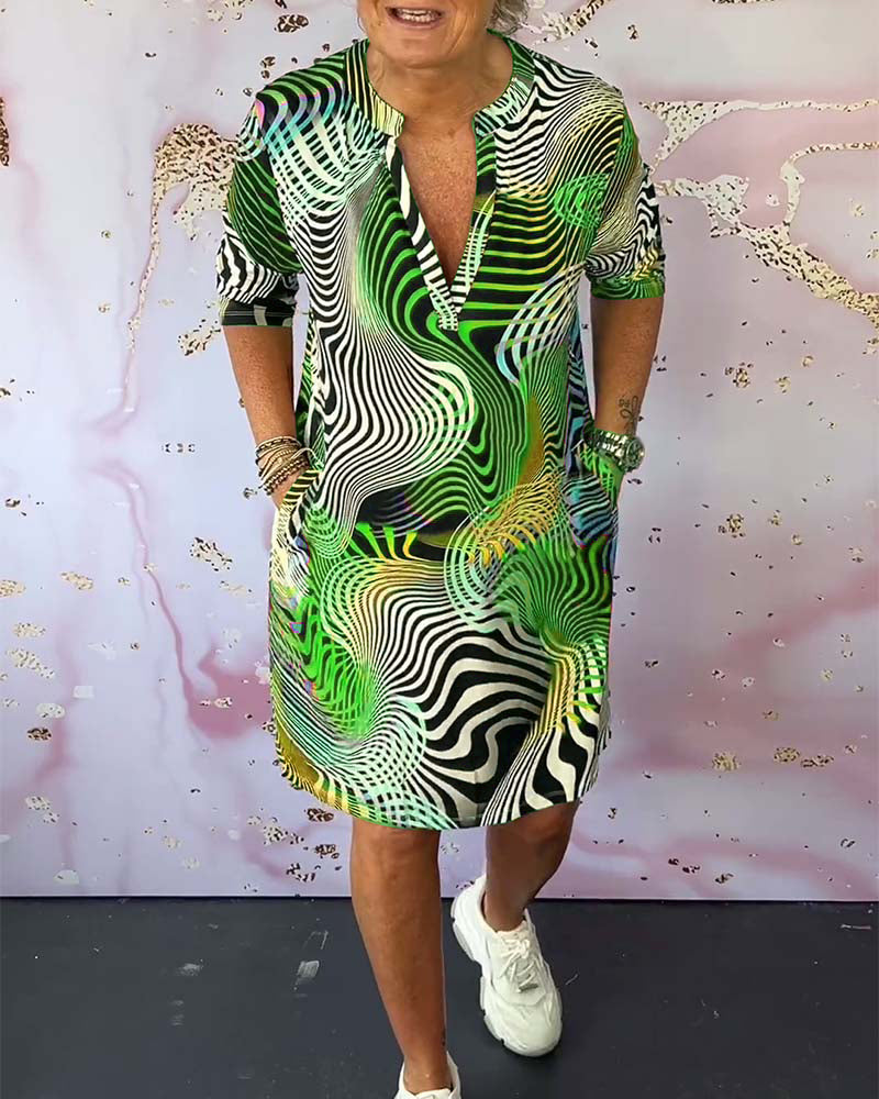 Niana | Printed V-Neck Dress