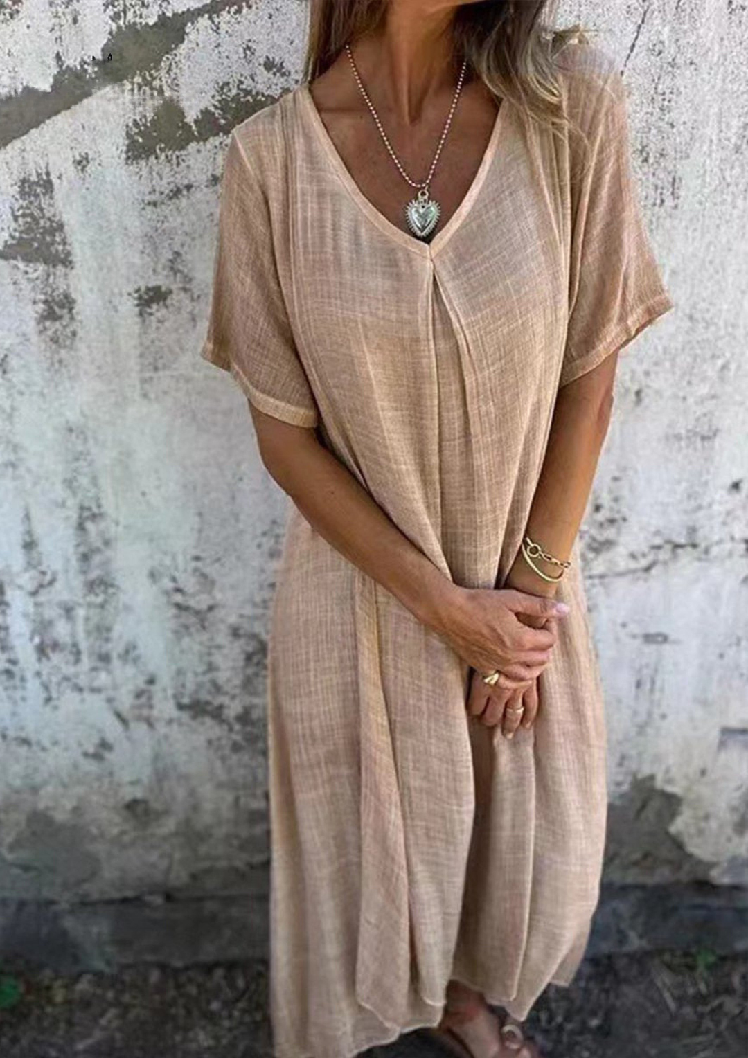 Noelle | Linen V-Neck Dress