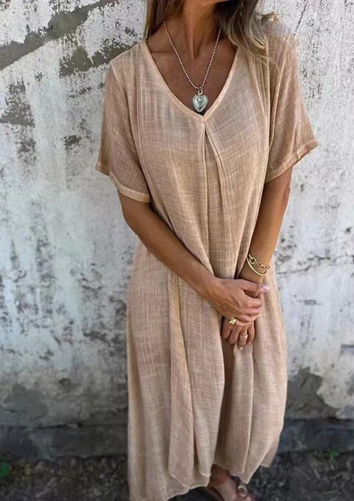 Noelle | Linen V-Neck Dress