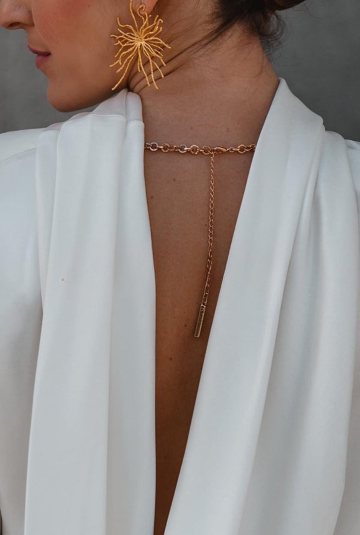 Velmira | Open Back Satin Blouse