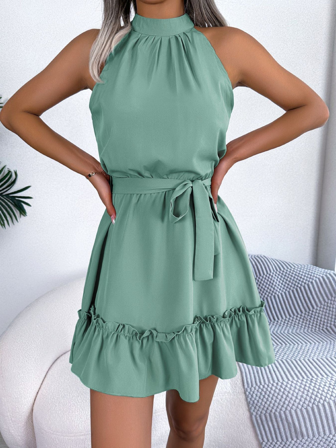 Seralyn | Halter Ruffle Mini Dress