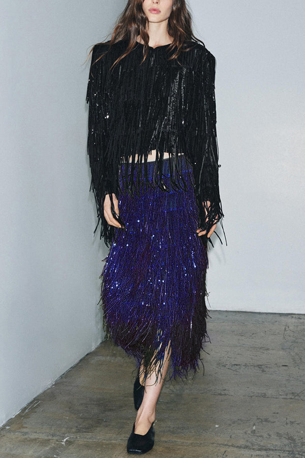 Valenne | Fringe Midi Skirt
