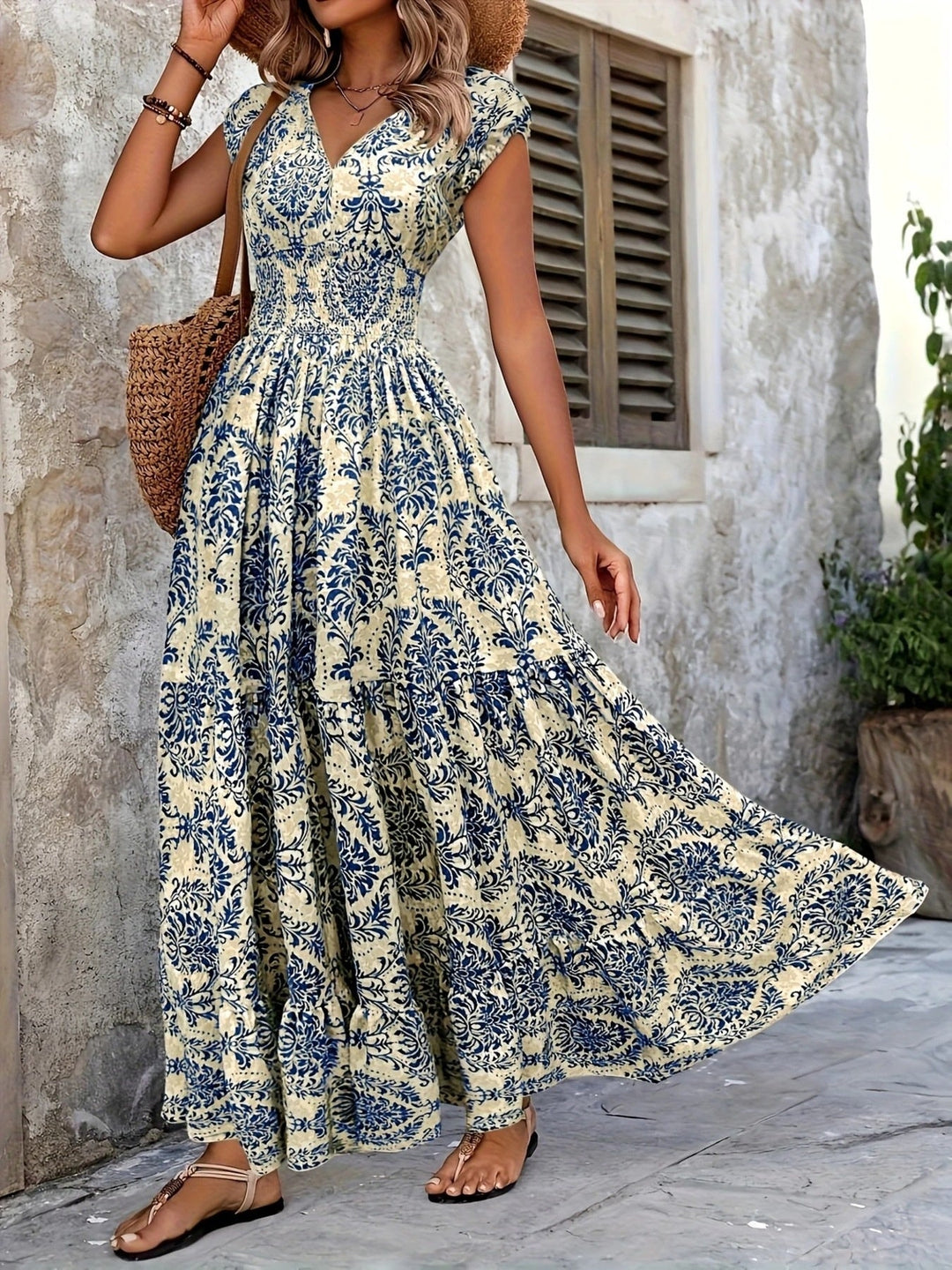 Solara | Printed Tiered Maxi Dress